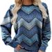 Women's Sweater Crew Neck Long Sleeve Casual Sweater Loose Large Size Printed Sweater_ecoleips.com