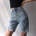 Women's Clothing Ripped Denim Shorts High Waist Black Loose Mid Length Pants Straight Five Point Pants_ecoleips.com