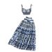 Women's Clothing Summer Blue And White Porcelain Print Suit Three Dimensional With Breast Pads Short Tube Top Suspender Pleated Skirt Two Piece Set_ecoleips.com