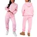 Women's Fleece Hoodie & Jogger Set - Long Sleeve Pullover Sweatshirt With Pockets, Streetwear Loungewear (Black/Light Grey/Dark Grey/Pink/Khaki)_ecoleips.com