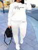 Women's Autumn/Winter Hip Hop Casual Street Mama Letter Pattern Printed Round Neck Sweatshirt+Sweatpants Warm Set-659_ecoleips.com