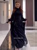 Women's Round Neck Long Sleeve Dress Waist Defining Ruffles Fashionable_ecoleips.com