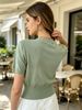 Thin Pit Textured Knit Top, Airy Short Sleeve Top_ecoleips.com