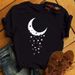 women's Fashion Loose-fitting Moon Star Short-sleeve T-shirt, European And American Style_ecoleips.com