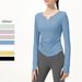 Women's Clothing Yoga Clothes Long Sleeves With Chest Pad V Neck Nude Sports Running Fitness Tops T Shirt_ecoleips.com