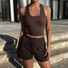 Women's Clothing Summer Casual Set American Style Tank Top & Sports Shorts Commuter Look Lightweight Polyester Suit For Spring/Autumn_ecoleips.com