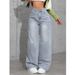 Summer Women's Loose Fit High Waist Jeans - Stretch Cotton Straight Leg Pants With Pockets, Streetwear Fashion For Casual & Daily Wear_ecoleips.com