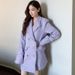 2025 Winter New Style Double-Breasted Mid-Length Tweed Coat With Suit Collar In Purple_ecoleips.com
