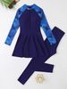 2025 European And American New Muslim Swimsuit Split Two Piece Zipper Sun Protection Long Sleeved Trousers Conservative Swimsuit_ecoleips.com
