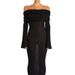 European And American Cross-Border New's Sexy Solid Color Long Sleeve Off-Shoulder Ruched Knitted Dress For_ecoleips.com