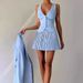 Women's Deep V Neck Single-Breasted Vest And Pleated Mini Skirt Set Casual Elegant Two-Piece Outfit_ecoleips.com