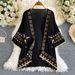 Women's Shawl Style Coat Lightweight Breathable Loose Fitting Embroidered Tassel Top Retro Stylish Resort Wear_ecoleips.com