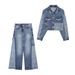 Women's Clothing Women's Casual Patchwork Denim Jacket Long Sleeve Spring Slit Design For Formal & Casual For Women_ecoleips.com