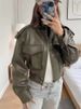Chic Fashion Faux Leather Jackets For Women Loose Zipper Long Sleeve Female Short Coats 2025 Autumn Lady Casual New Outerwear _ecoleips.com