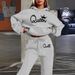 Women's Clothing Letter Print Hoodie Sweatshirt Set Fashionable Street-Ready Letter Print Hoodie & Jogger Set – Oversized Comfort For Urban Explorers_ecoleips.com