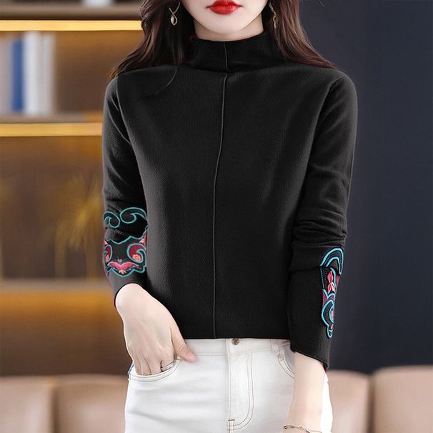 M-4Xl German Fleece Autumn And Winter Retro Ethnic Style Long-Sleeved Stylish Women's Top, Loose And Worn Over A Semi-Hi_ecoleips.com