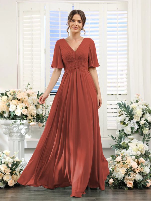 Women's Mid Sleeve Casual Elegant Summer V Neck Sweetheart Evening Dress _ecoleips.com