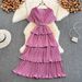 Vintage-Inspired Women's High Waist Tiered Maxi Dress V-Neck Elegant Beach Casual Wear Flowy Skirt Multiple Colors One Size Fits Most_ecoleips.com