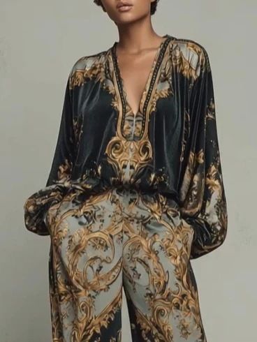 3D-Printed Unisex Lounge Set - Geometric Print Long Sleeve PJs For Home & Street_ecoleips.com