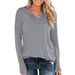 Women's Solid Color Knitted Long Sleeve Crew Neck Casual Button Up Top Independent New Arrival Autumn_ecoleips.com