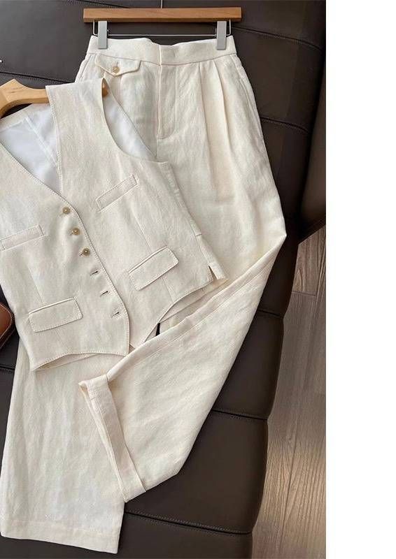 Summer Korean Style Women's Fashion Two Piece Suit Set Temperament Vest And Wide Leg Pants Trendy Outfit_ecoleips.com