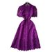 High End Women's Crochet Lace Dress Hollowed Out French Style Slim Waist Elegant Short Sleeved Long Summer Dress_ecoleips.com