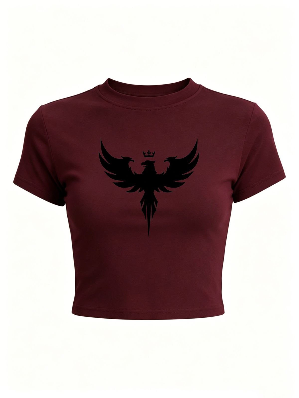 Women's Minimalist Logo T-Shirt, Slim Fit Crop Top, Casual Short Sleeve Summer Streetwear_ecoleips.com