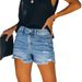 Women's Clothing E Commerce Trendy Four Color Ripped Butt Lifting High Waist Women's Denim Shorts_ecoleips.com