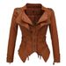 K Tailcoat Slim Fit Waist PU Versatile Jacket Motorcycle Suit Multi-color Rivet Leather Jacket_ecoleips.com