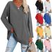 2026 Women's T Shirt, New Color Loose Drop Shoulder Sleeve V Neck Women's Top_ecoleips.com