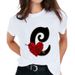 Women's Tops Hot-selling Cross-border Supply Rose Pattern Combination Simple Print Round Neck Vintage Loose T-shirt_ecoleips.com