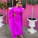 Women's Clothing Muslim women's clothing bat sleeves, slim lace up solid color robe dress_ecoleips.com