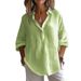 Women's Solid Color Shirt Casual Long Sleeve Button down Everyday Shirt with Regular Collar for Spring And Summer_ecoleips.com