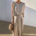 Women's Clothing Spring And Summer New Cotton And Linen Fashion Casual Loose Two Piece Sleeveless Top Loose Wide Leg Pants Women's_ecoleips.com