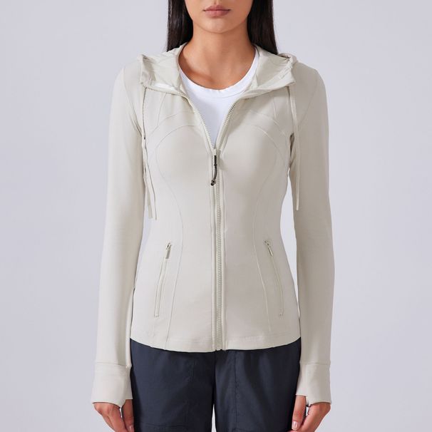 Women's Slim-Fit Hooded Yoga Jacket – Quick-Dry Workout Top For Running & Pilates (S-XXL, 8 Colors, Nylon-Spandex Blend, Lightweight & Breathable)_ecoleips.com