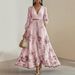 Women’s Flowy Long-Sleeve Printed Maxi Dress – Boho Chic & Elegant Tiered Dress For Casual & Special Occasions_ecoleips.com