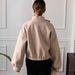 Women's Clothing Autumn Winter Women's Casual Short Wool Blend Coat With Stand Collar & Single Button Closure, Loose Fit, Long Sleeve, Outerwear_ecoleips.com