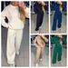 Long Sleeve Round Neck Top & Drawstring Joggers With Rhinestone Details (Black/White/Nude/Green/Blue, S-XXXL)"_ecoleips.com