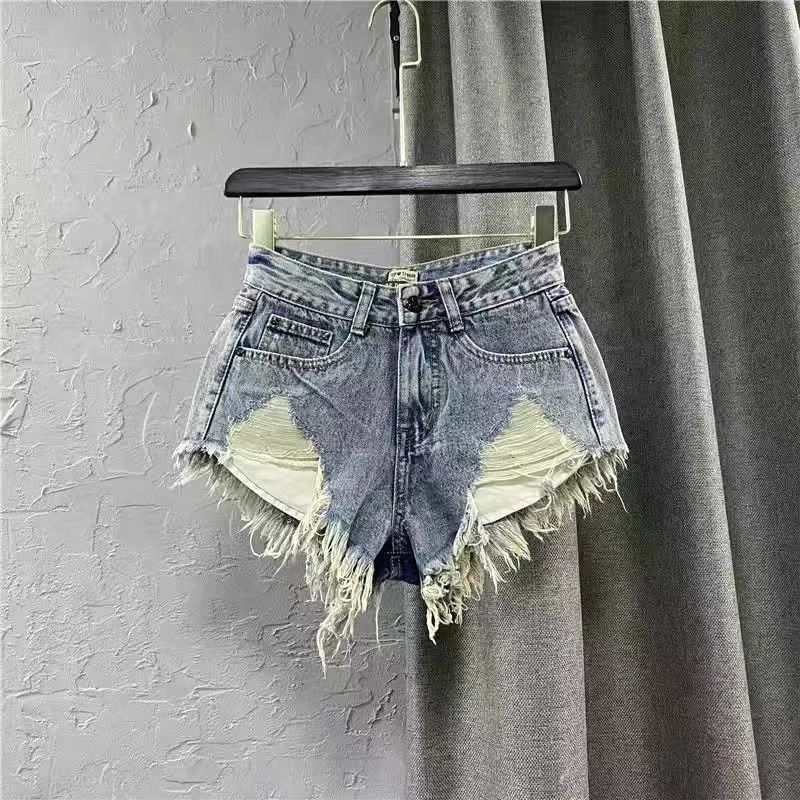 2025s European Station Sexy Low Waist For Women Frayed Shorts 2025 New Summer White Denim Ripped A-line Hot Pants Trend_ecoleips.com