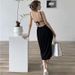 New Early Spring Summer Slimming Medium-length Tank Top Black Dress Original Size Sleeveless Patterned Dress_ecoleips.com