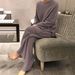 Women's Clothing Autumn/Winter Oversized Knit Sweater Set – Long-Sleeve Two-Piece Outfit (S-3XL, Wool Blend, Solid Colors, Casual & Office Wear)_ecoleips.com