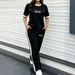 Women's Summer Milan Letter Print Two Piece Set Fresh Short Sleeve Top And Sweatpants 8002 Print_ecoleips.com