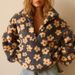 Women's Long Sleeved Zipper Sweater Fashion Imitation Lambswool Print Loose Top for Spring Clothing_ecoleips.com