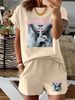Women’s 2 Piece Outfit Set – Oversized Graphic T-Shirt And Biker Shorts Matching Set, Casual Summer Lounge Tracksuit For Daily Wear-354_ecoleips.com