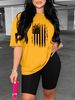 Summer Women's Casual And Fashionable American Flag Graphic Printed Loose T-shirt Shorts Two-piece Sportswear Suitable For Daily Wear-139_ecoleips.com