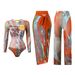 One Piece Swimsuit For Women With Mesh Pants Sun Protective Long Sleeved Three Piece Set Style Vacation Sexy_ecoleips.com