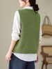 Women's Chic V-Neck Cable Knit Vest, Sleeveless Button-Up Sweater_ecoleips.com