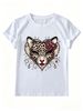 Women Y2K Coquette Leopard Heart Graphic T Shirt Rhinestone Pink Gem Leopard Face Sparkle Star Print Retro Western Cute Short Sleeve Streetwear Tee_ecoleips.com