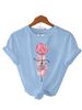 European And American Cross-border Foreign Trade Women's Floral Plant Print Round-neck Short-sleeve T-shirt Top_ecoleips.com