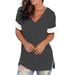 2024 Europe And The United States Spring And Summer Cross-border New Women's Base Shirt Solid Color V-neck Short-sleeve Stitchin_ecoleips.com